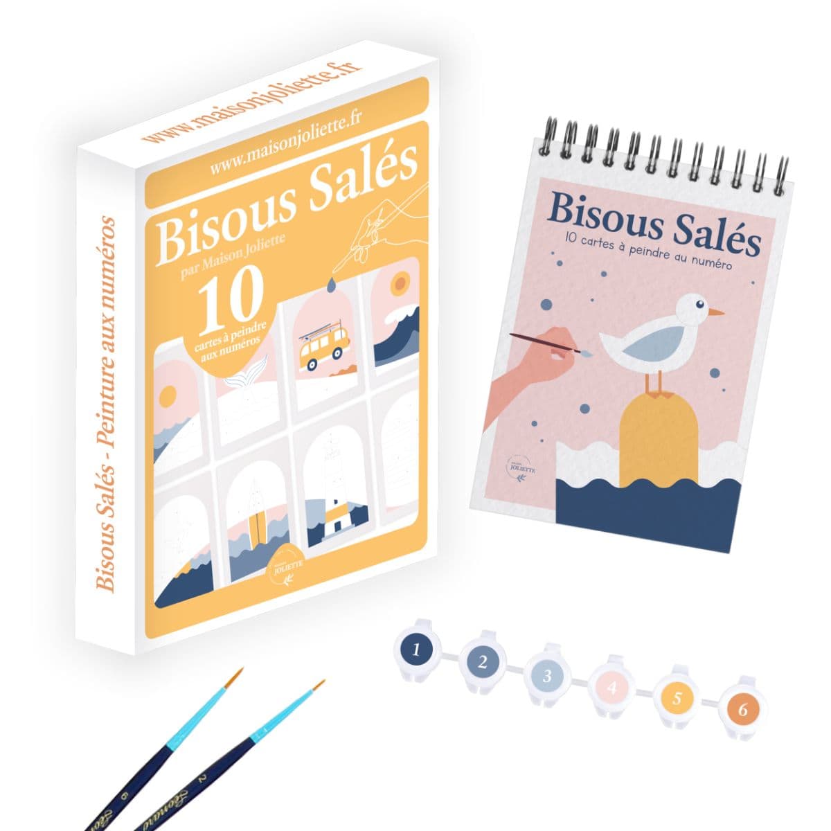 kit de peinture numérotée Bisous Salés avec pinceaux et palette de couleurs pour loisirs créatifs